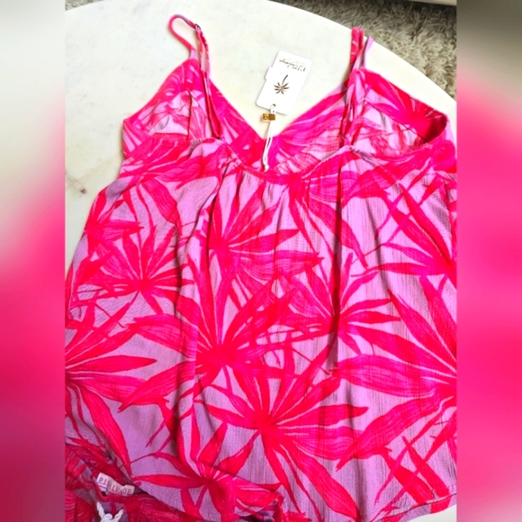 NWT P.J. Salvage Tranquil Palms cami (L) & shorts (M) set in lilac/fuschia - Picture 7 of 14